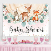 Lofaris Jungle Animals And Wooden Pink Baby Shower Backdrop